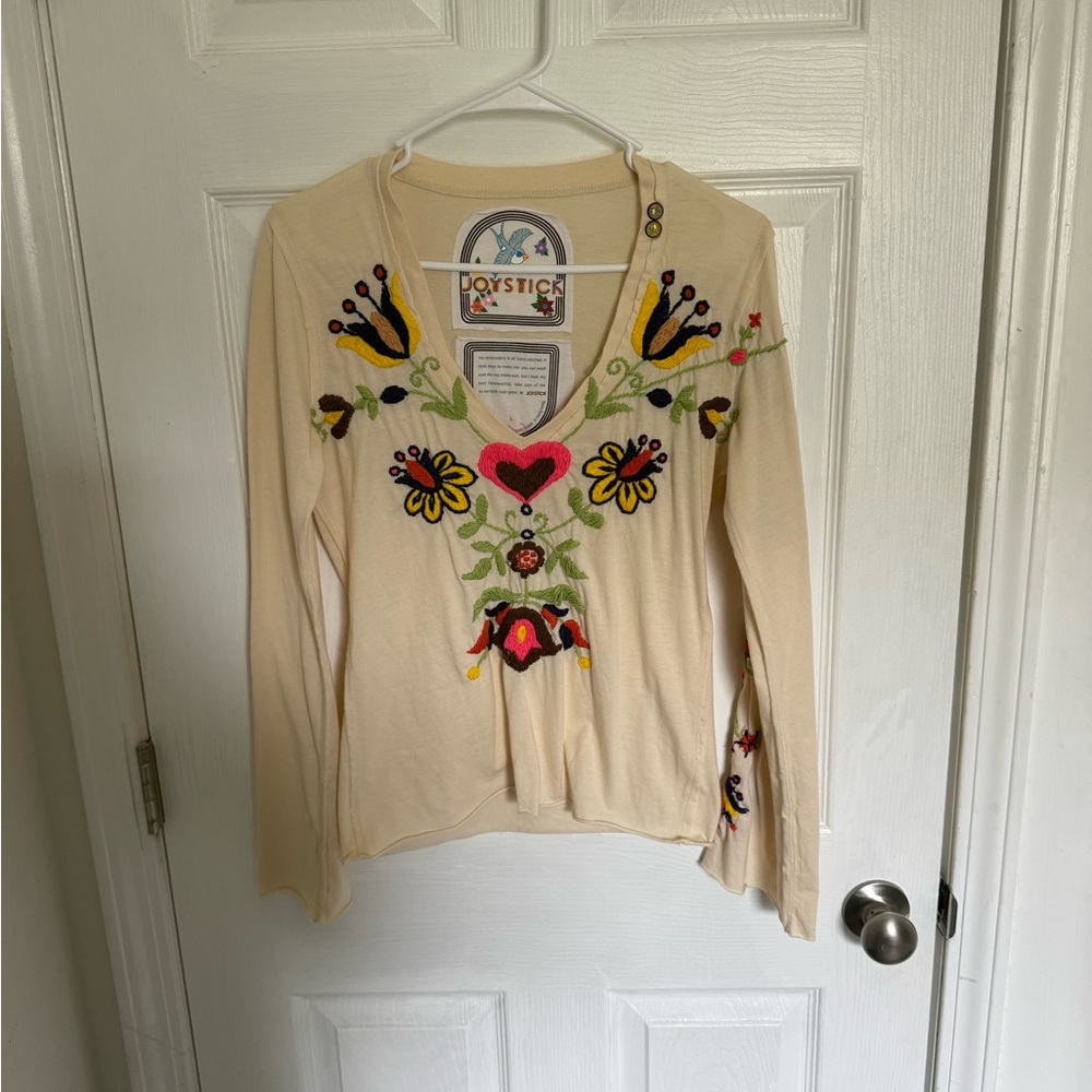 Johnny Was Joystick Embroidered Long Sleeve Top